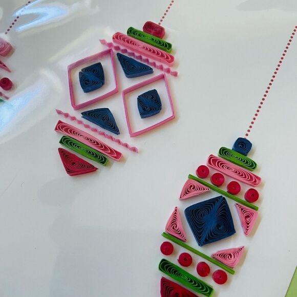 Vintage Christmas Ornaments Quilling Card Paper Art Greeting Card - Picture 2 of 3